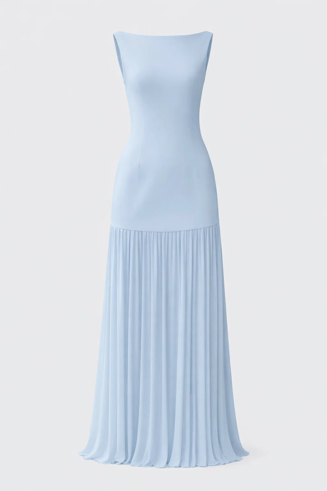 Dames Maxi Jurk met Plissé Rok en Boothals Elegant Zwart