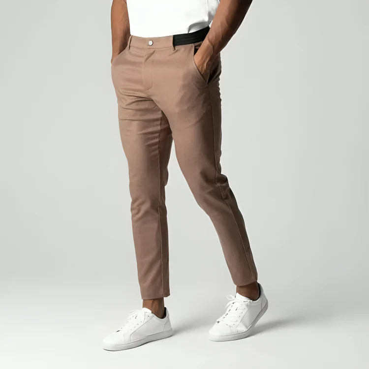 Herenslimfit Chino Broek Stretch Stof Zwart