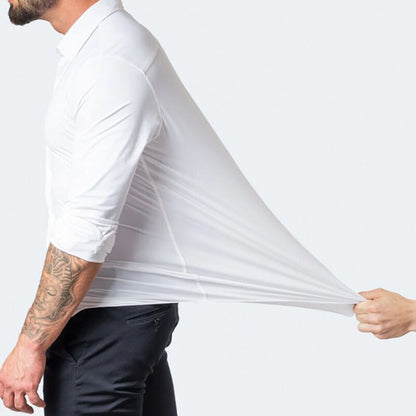Maxim | Elastisch Overhemd in de kleur Wit voor heren in stijl geschikt voor alle seizoenen.