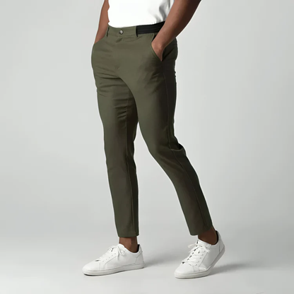 Herenslimfit Chino Broek Stretch Stof Zwart