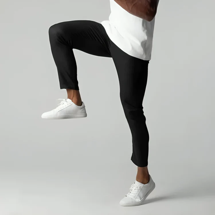 Herenslimfit Chino Broek Stretch Stof Zwart