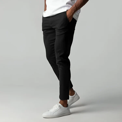 Herenslimfit Chino Broek Stretch Stof Zwart