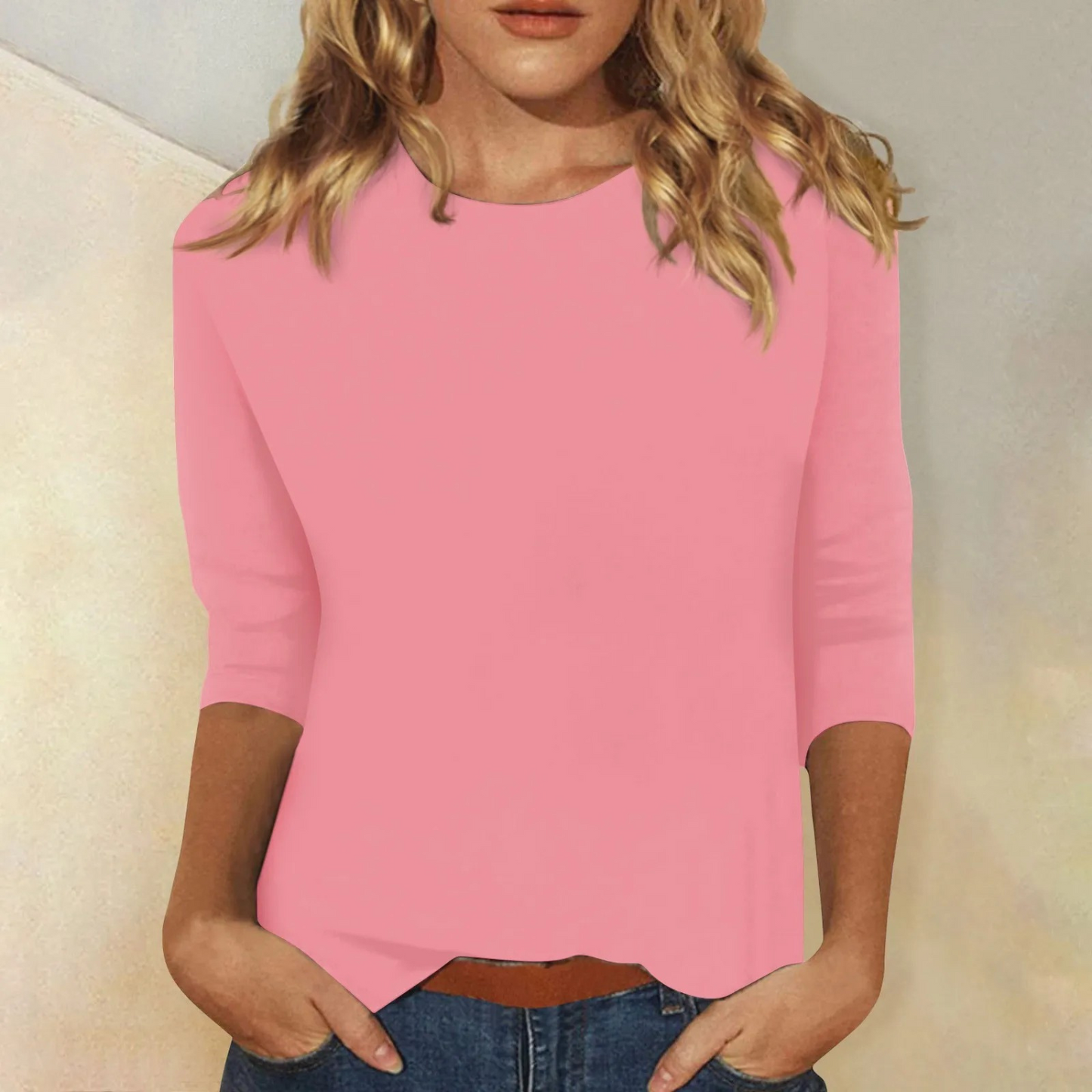 Dames Shirt Lange Mouwen Ronde Hals Effen Kleur - StudioMarella