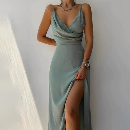 Elegante Avondjurk met V-Hals en Split