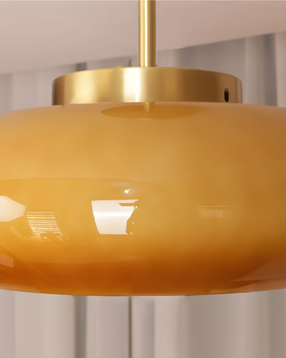 Hanglamp Glas Goud 40cm E27 Amber Wit Modern Design