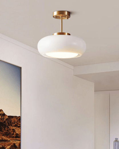 Hanglamp Glas Goud 40cm E27 Amber Wit Modern Design