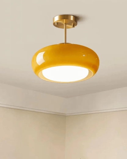 Hanglamp Glas Goud 40cm E27 Amber Wit Modern Design