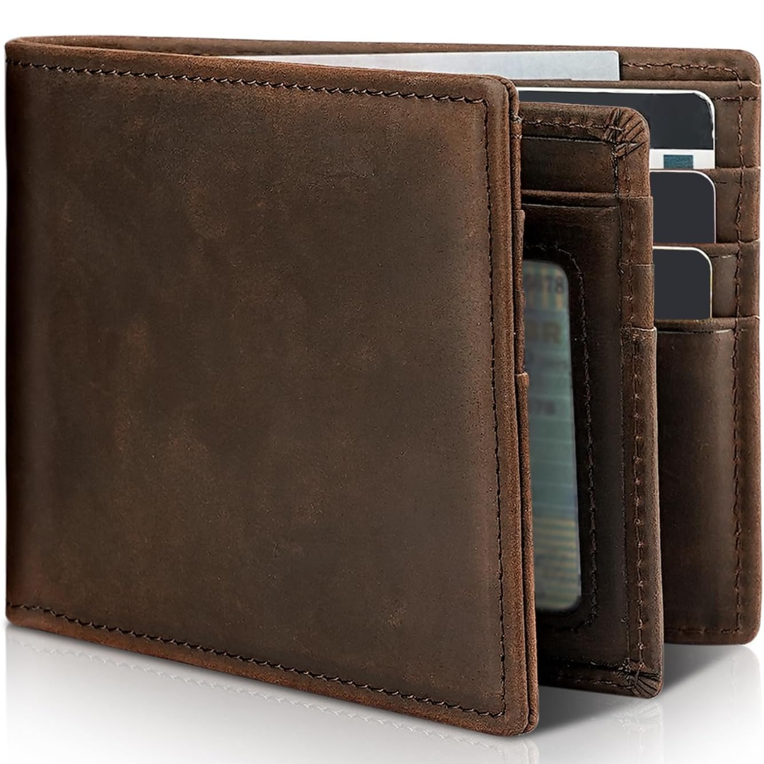 Leren Bifold Portemonnee met RFID Bescherming voor Heren – Compacte Uitvoering 13 Kaartsleuven Veilig Betalen