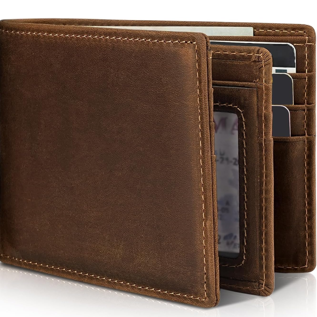 Leren Bifold Portemonnee met RFID Bescherming voor Heren – Compacte Uitvoering 13 Kaartsleuven Veilig Betalen