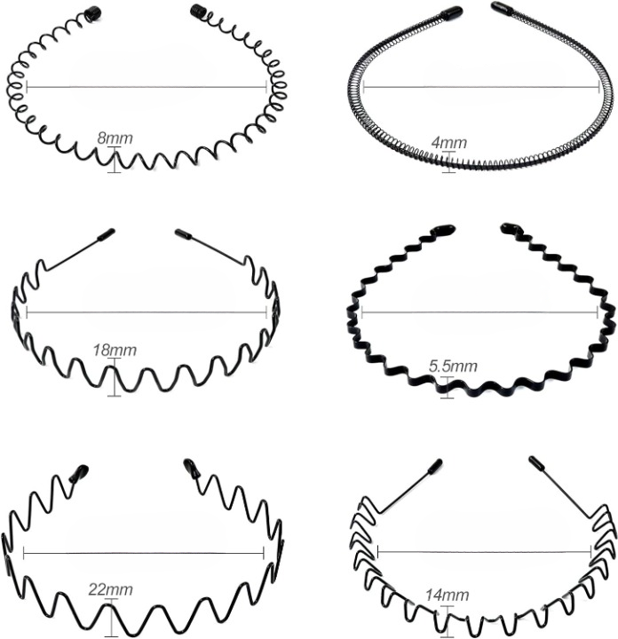Metalen Haarband voor Heren – Gegolfde en Zigzag Styling – Comfortabel en Duurzaam – Set van 6 Stuks