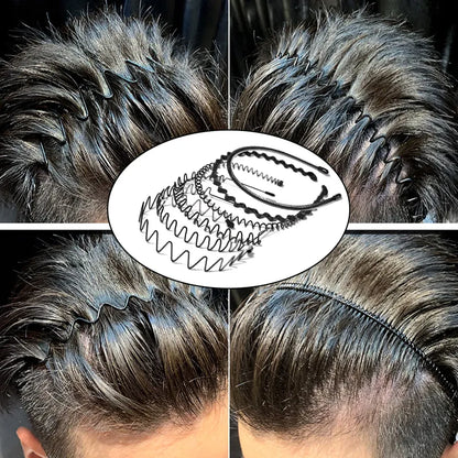 Metalen Haarband voor Heren – Gegolfde en Zigzag Styling – Comfortabel en Duurzaam – Set van 6 Stuks