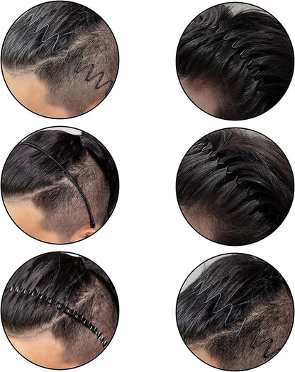 Metalen Haarband voor Heren – Gegolfde en Zigzag Styling – Comfortabel en Duurzaam – Set van 6 Stuks