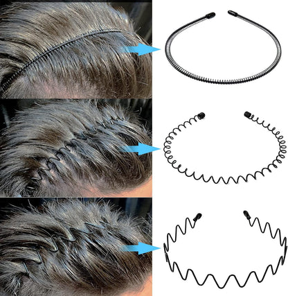 Metalen Haarband voor Heren – Gegolfde en Zigzag Styling – Comfortabel en Duurzaam – Set van 6 Stuks