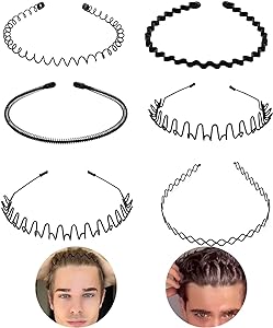 Metalen Haarband voor Heren – Gegolfde en Zigzag Styling – Comfortabel en Duurzaam – Set van 6 Stuks