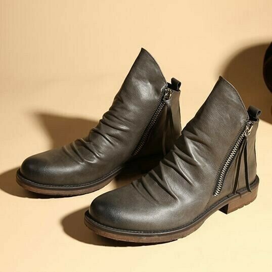 Bruine Leren Laarzen Heren Casual Stijl