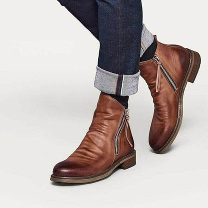 Bruine Leren Laarzen Heren Casual Stijl