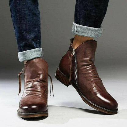 Bruine Leren Laarzen Heren Casual Stijl