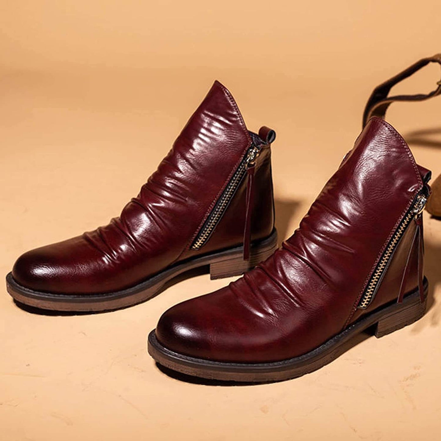 Bruine Leren Laarzen Heren Casual Stijl