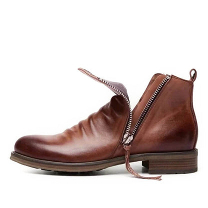 Bruine Leren Laarzen Heren Casual Stijl