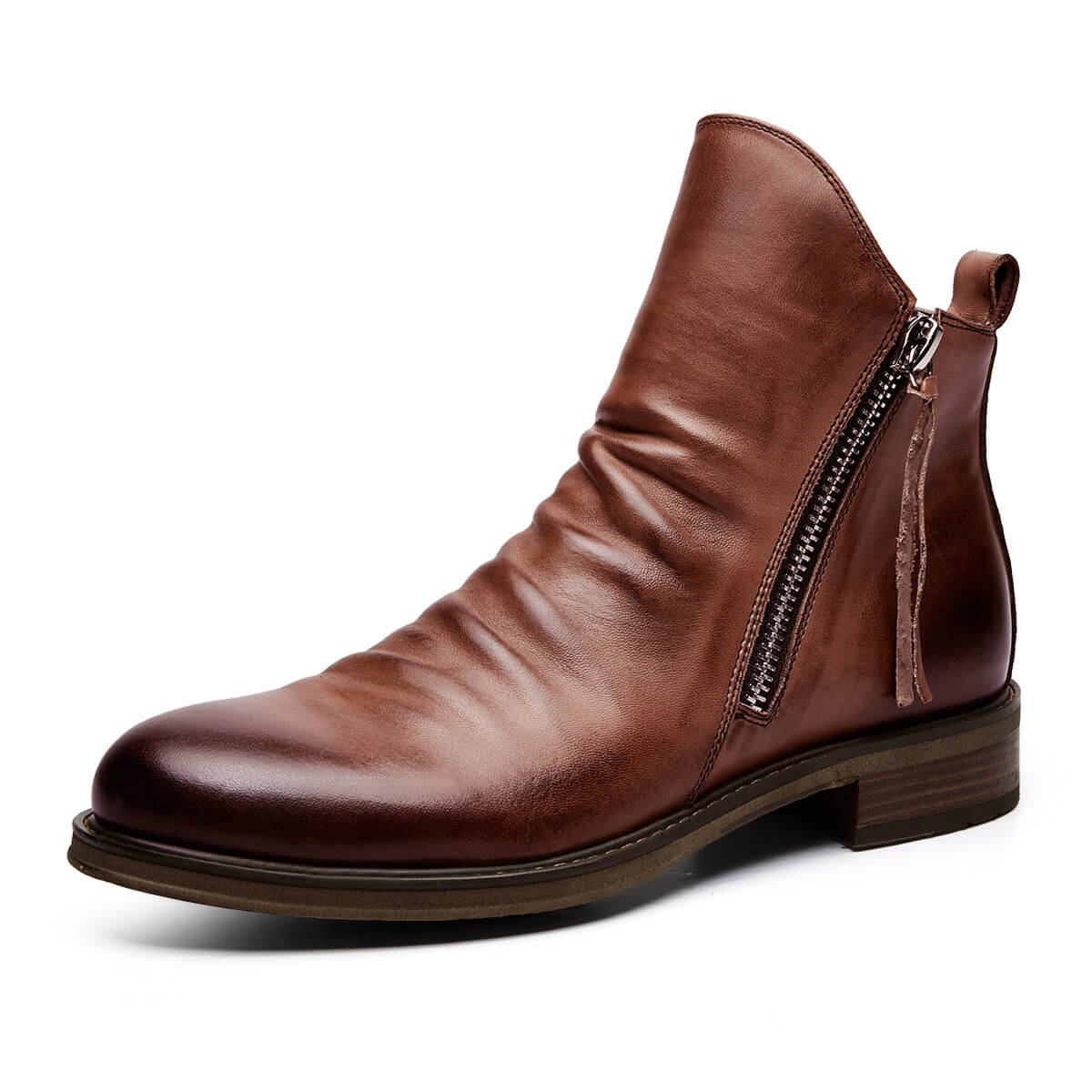 Bruine Leren Laarzen Heren Casual Stijl
