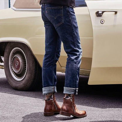 Bruine Leren Laarzen Heren Casual Stijl