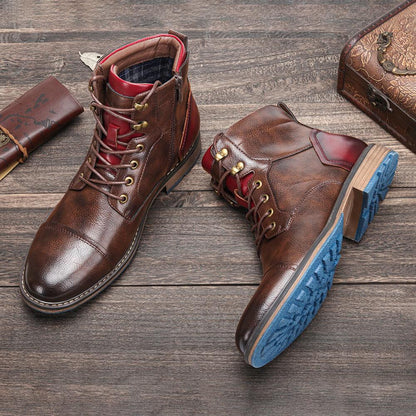 Heren Leren Boots Robuust met Rits en Veters