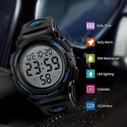 Digitaal Sporthorloge voor Heren — Waterdicht LED-Display met Militaire Afwerking