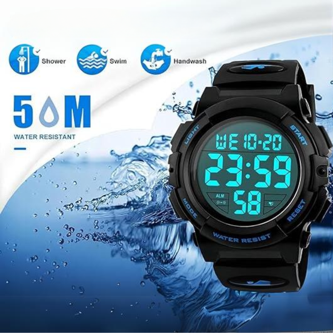 Digitaal Sporthorloge voor Heren — Waterdicht LED-Display met Militaire Afwerking