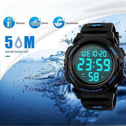 Digitaal Sporthorloge voor Heren — Waterdicht LED-Display met Militaire Afwerking