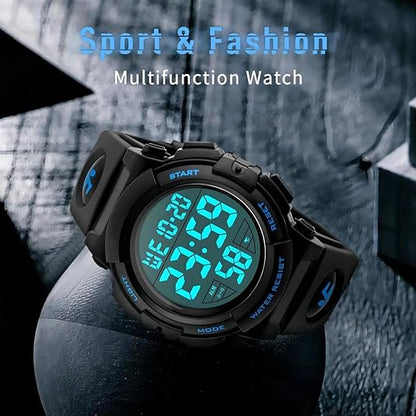 Digitaal Sporthorloge voor Heren — Waterdicht LED-Display met Militaire Afwerking