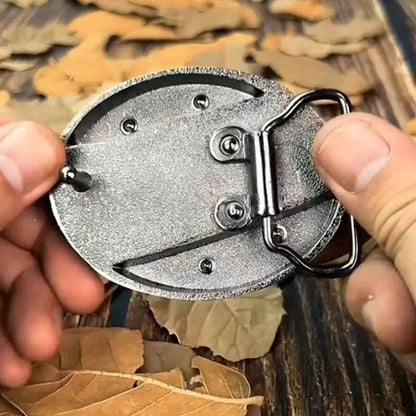 Metalen Ovale Western Riem Gesp met Ingebouwd EDC-Gereedschap | 24 Designs | Zinklegering | 7,7 x 6 cm