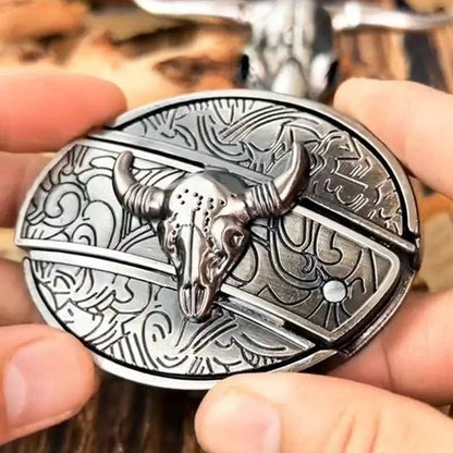 Metalen Ovale Western Riem Gesp met Ingebouwd EDC-Gereedschap | 24 Designs | Zinklegering | 7,7 x 6 cm
