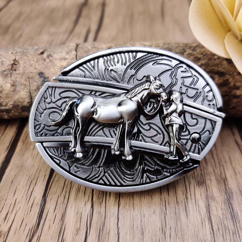 Metalen Ovale Western Riem Gesp met Ingebouwd EDC-Gereedschap | 24 Designs | Zinklegering | 7,7 x 6 cm