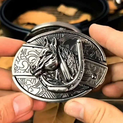 Metalen Ovale Western Riem Gesp met Ingebouwd EDC-Gereedschap | 24 Designs | Zinklegering | 7,7 x 6 cm