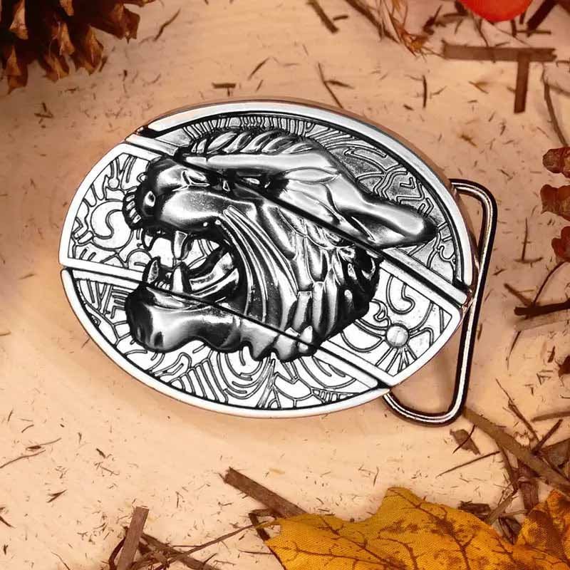 Metalen Ovale Western Riem Gesp met Ingebouwd EDC-Gereedschap | 24 Designs | Zinklegering | 7,7 x 6 cm