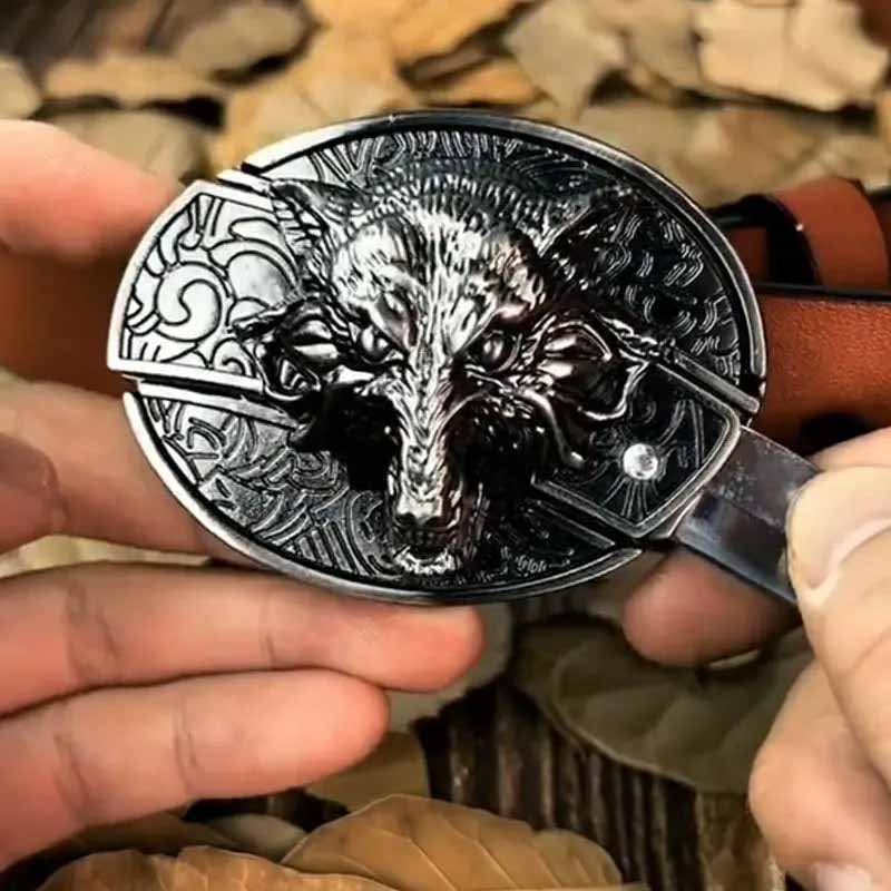 Metalen Ovale Western Riem Gesp met Ingebouwd EDC-Gereedschap | 24 Designs | Zinklegering | 7,7 x 6 cm