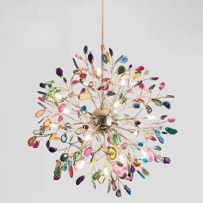Hanglamp Kroonluchter Natuurlijk Agaat Metaal Goud Multicolor G4 12-18 Lichts Woonkamer
