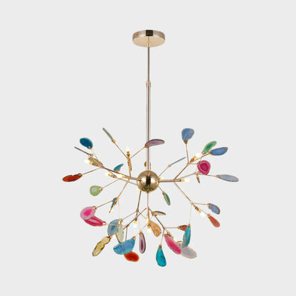 Hanglamp Kroonluchter Natuurlijk Agaat Metaal Goud Multicolor G4 12-18 Lichts Woonkamer