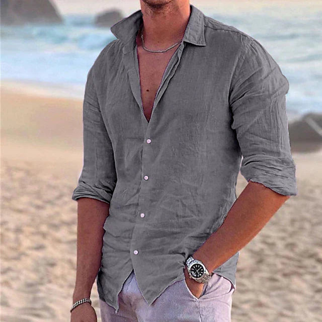 Linnen Overhemd Heren Casual Zomer Stijl
