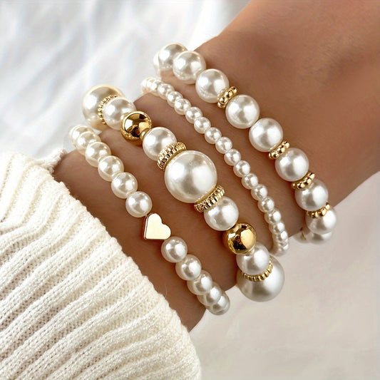 Armbanden Set van 4 met Kunstparels Elegante Sieraden - StudioMarella