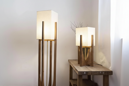 Vloerlamp Massief Hout Japandi Perkamentpapier Handgemaakt Minimalistisch 3 Maten LED