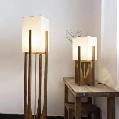 Vloerlamp Massief Hout Japandi Perkamentpapier Handgemaakt Minimalistisch 3 Maten LED