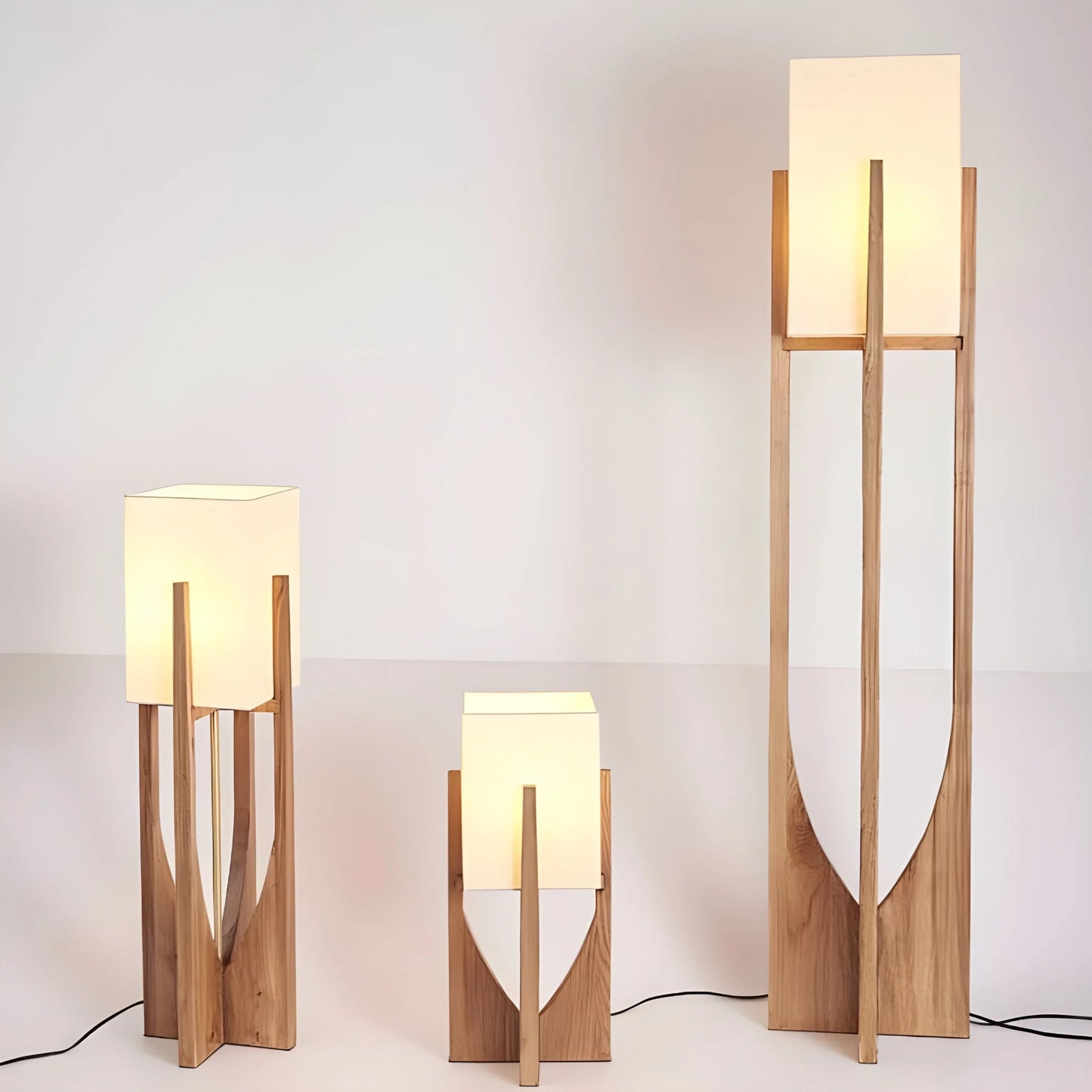 Vloerlamp Massief Hout Japandi Perkamentpapier Handgemaakt Minimalistisch 3 Maten LED
