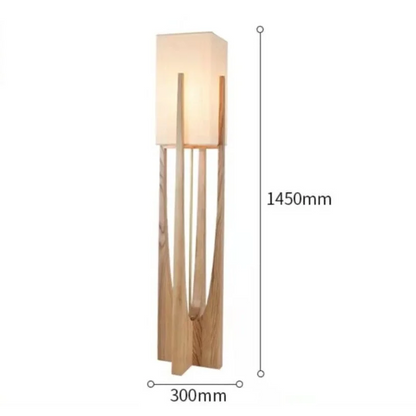 Vloerlamp Massief Hout Japandi Perkamentpapier Handgemaakt Minimalistisch 3 Maten LED