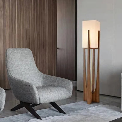 Vloerlamp Massief Hout Japandi Perkamentpapier Handgemaakt Minimalistisch 3 Maten LED
