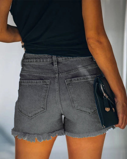Mid-rise gescheurde denim shorts in de kleur Blauw voor dames in Heritage stijl ideaal voor de herfst.