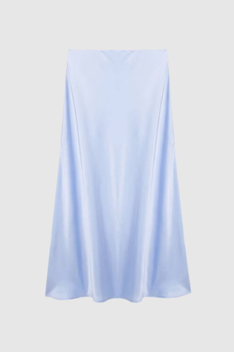 Midi Rok Dames - Elegante Hoge Taille | Vloeiende Pasvorm — Lichtblauw
