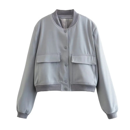 Mila | Casual bomberjack dames in de kleur Grijs voor dames in Streetwear stijl ideaal voor de herfst.