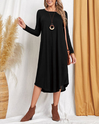 Milleke | Damesjurk met lange mouwen in de kleur Grijs voor dames in stijl ideaal voor de lente.