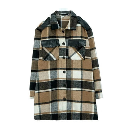 Geruite Wintermantel Oversized Trendy Mode